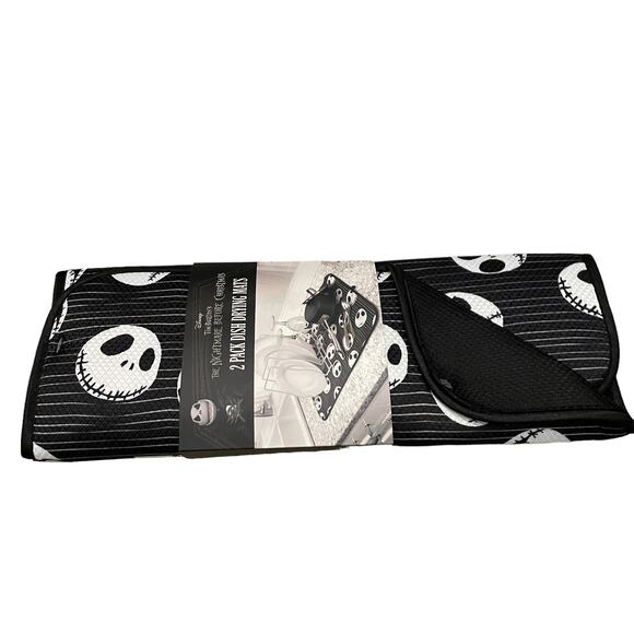 Disney NIGHTMARE BEFORE CHRISTMAS Dish Drying Mats Set of 2 Black & White New - Picture 13 of 16